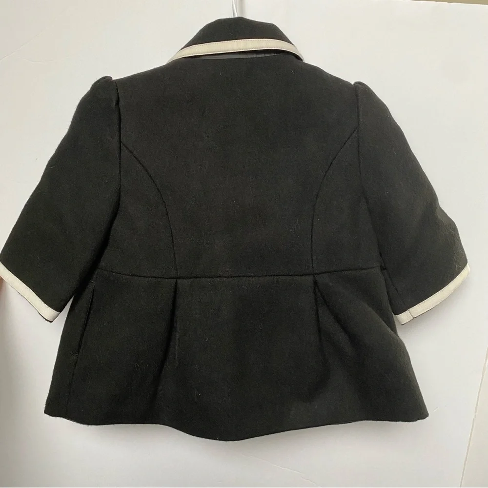 Janie and Jack Jacket Size 3 6 Months Black Winter Formal Dressy White Bows EUC